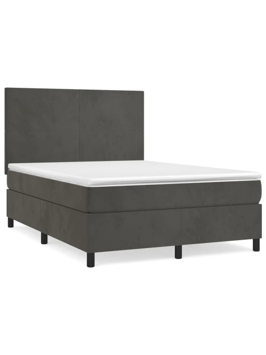 Box spring postel s matrací tmavě šedá 140x200 cm samet