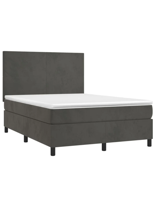 Box spring postel s matrací tmavě šedá 140x200 cm samet