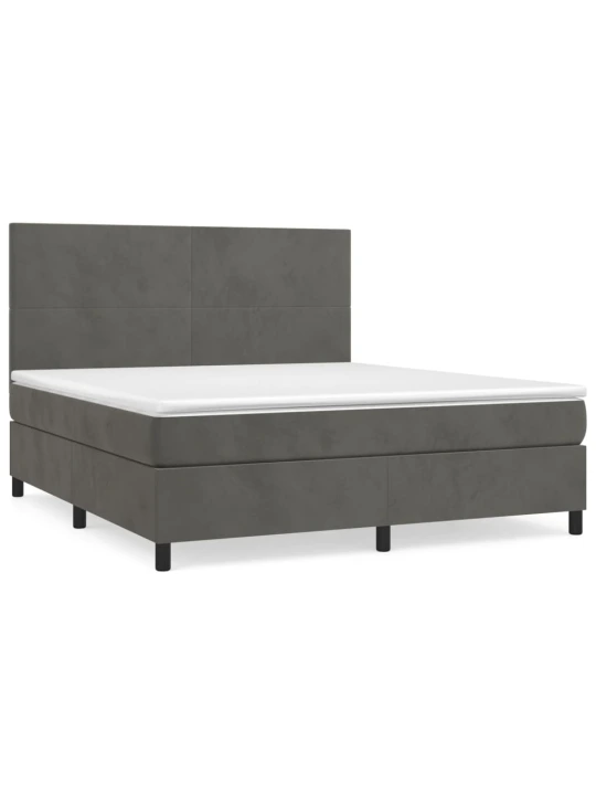 Box spring postel s matrací tmavě šedá 160x200 cm samet