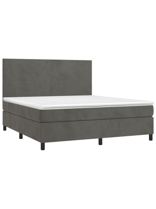 Box spring postel s matrací tmavě šedá 160x200 cm samet