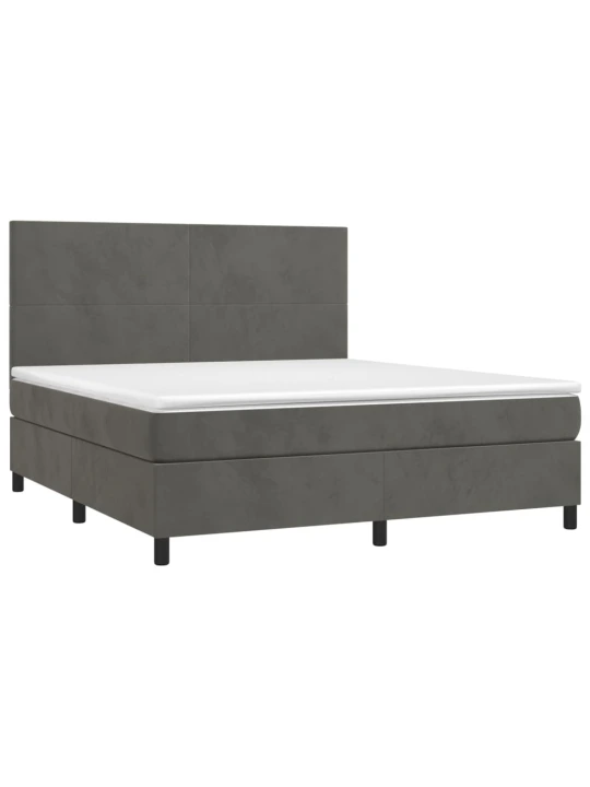 Box spring postel s matrací tmavě šedá 160x200 cm samet