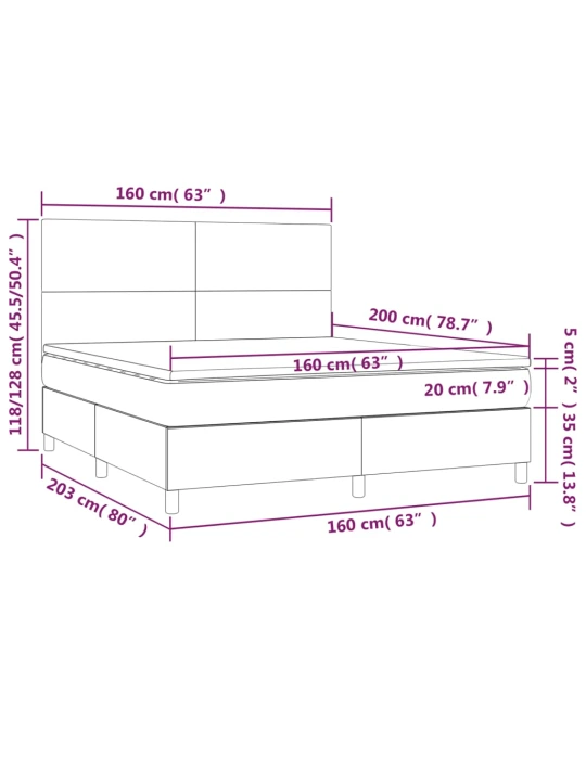 Box spring postel s matrací tmavě šedá 160x200 cm samet