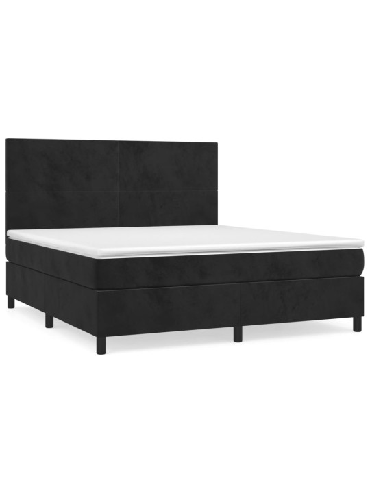 Box spring postel s matrací černá 160x200 cm samet