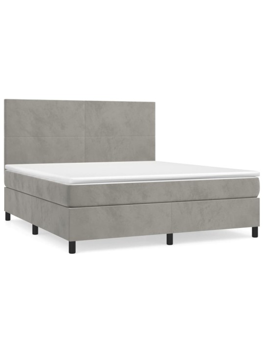 Box spring postel s matrací světle šedá 180x200 cm samet