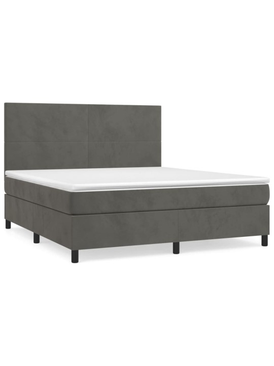 Box spring postel s matrací tmavě šedá 180x200 cm samet