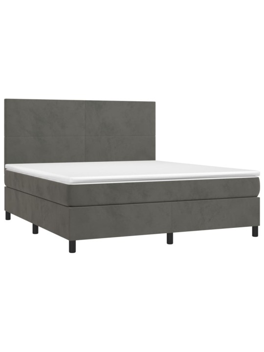 Box spring postel s matrací tmavě šedá 180x200 cm samet