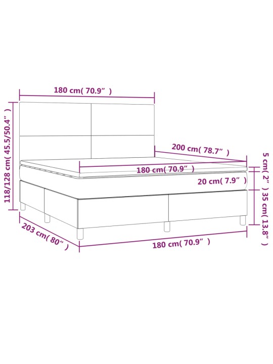 Box spring postel s matrací tmavě šedá 180x200 cm samet
