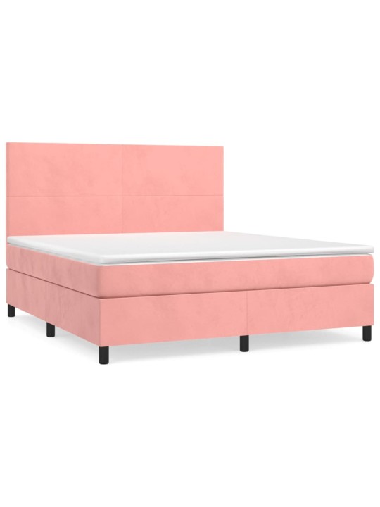 Box spring postel s matrací růžová 180x200 cm samet