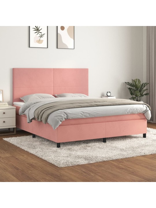 Box spring postel s matrací růžová 180x200 cm samet