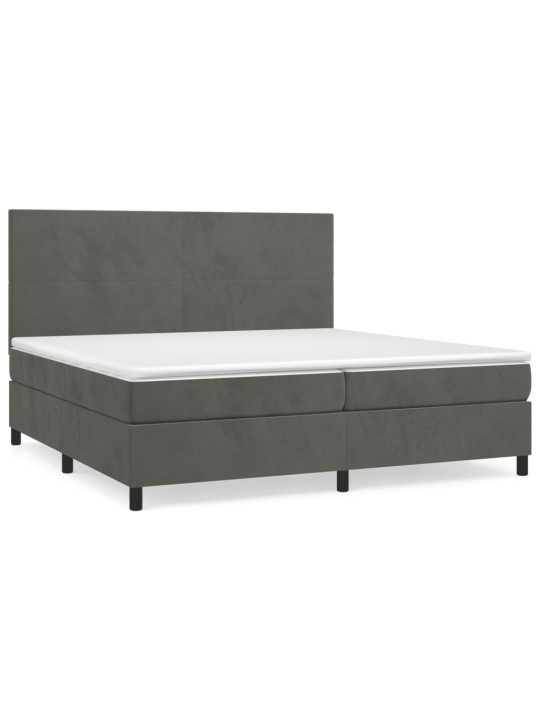 Box spring postel s matrací tmavě šedá 200x200 cm samet