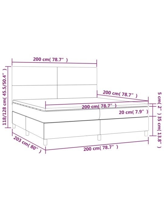 Box spring postel s matrací tmavě šedá 200x200 cm samet