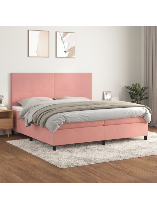 Box spring postel s matrací růžová 200x200 cm samet