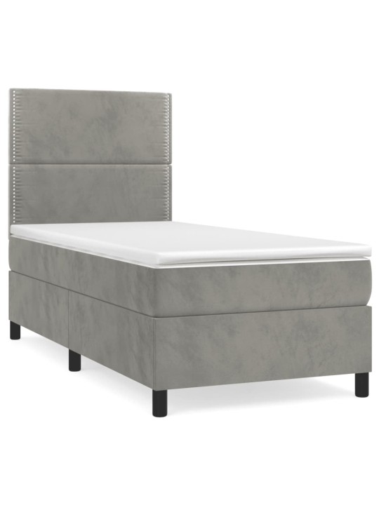 Box spring postel s matrací světle šedá 80 x 200 cm samet
