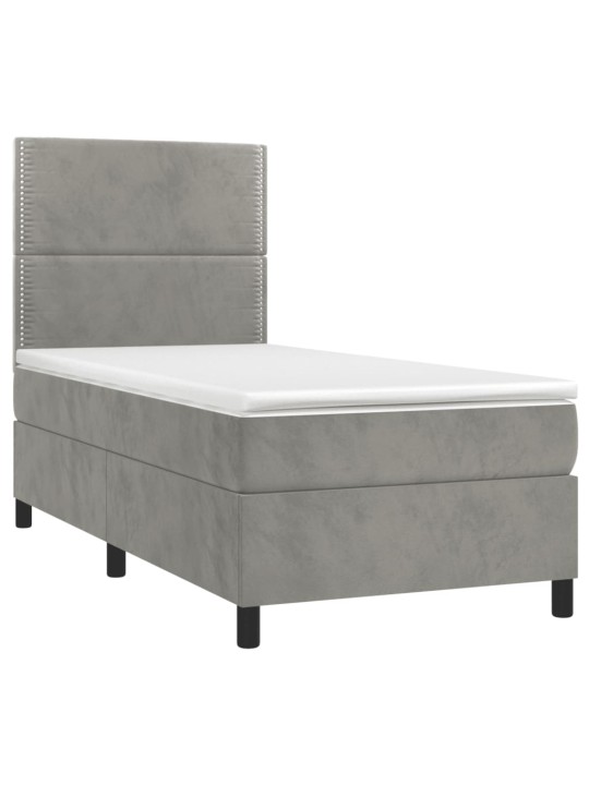 Box spring postel s matrací světle šedá 80 x 200 cm samet