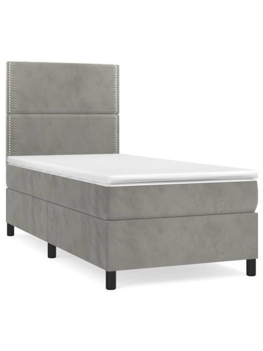 Box spring postel s matrací světle šedá 90x190 cm samet