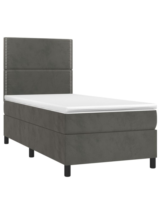 Box spring postel s matrací tmavě šedá 90x200 cm samet