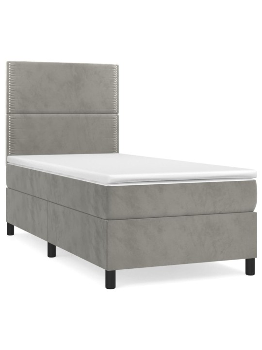 Box spring postel s matrací světle šedá 100x200 cm samet