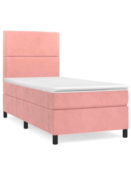 Box spring postel s matrací růžová 100x200 cm samet