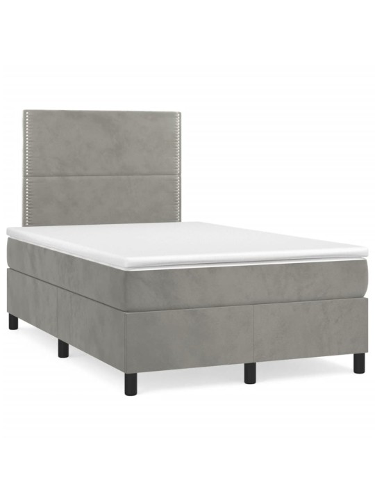 Box spring postel s matrací světle šedá 120 x 200 cm samet