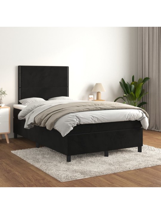 Box spring postel s matrací černá 120 x 200 cm samet