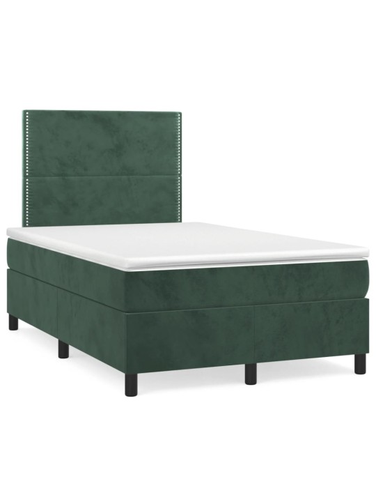 Box spring postel s matrací tmavě zelená 120 x 200 cm samet