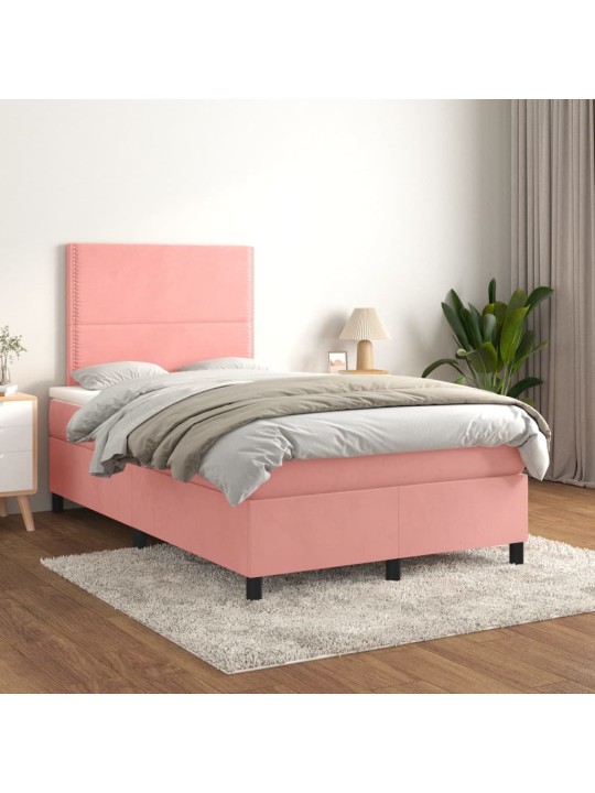 Box spring postel s matrací růžová 120 x 200 cm samet