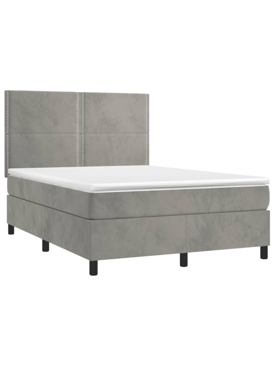 Box spring postel s matrací světle šedá 140x200 cm samet