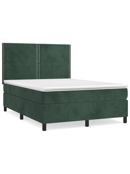 Box spring postel s matrací tmavě zelená 140x200 cm samet