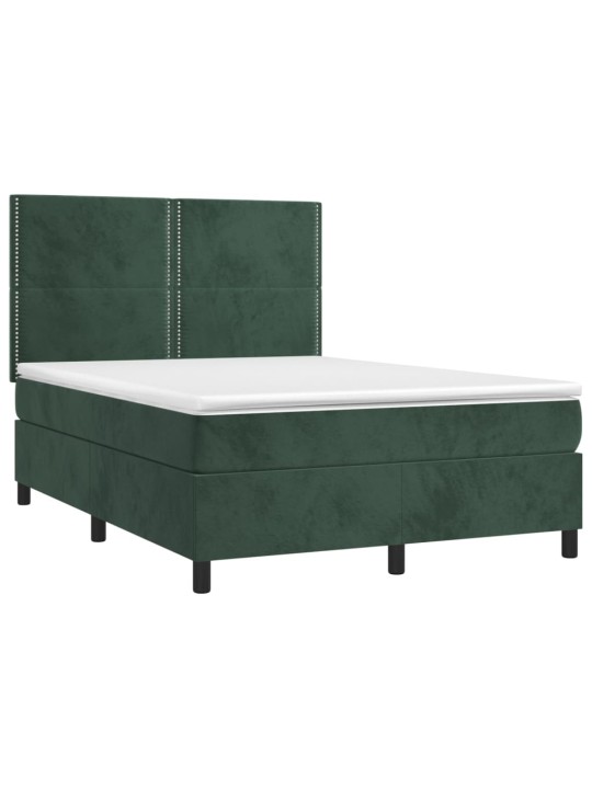 Box spring postel s matrací tmavě zelená 140x200 cm samet