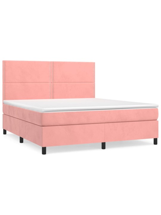 Box spring postel s matrací růžová 160x200 cm samet