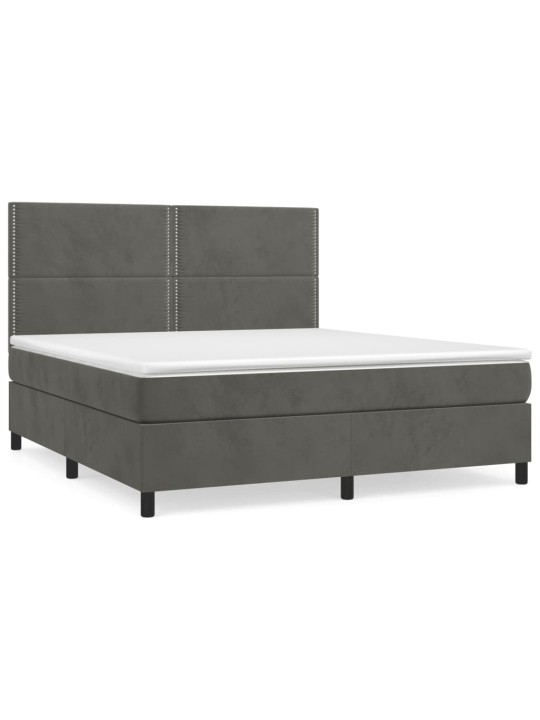 Box spring postel s matrací tmavě šedá 180x200 cm samet