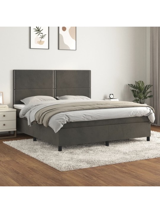 Box spring postel s matrací tmavě šedá 180x200 cm samet