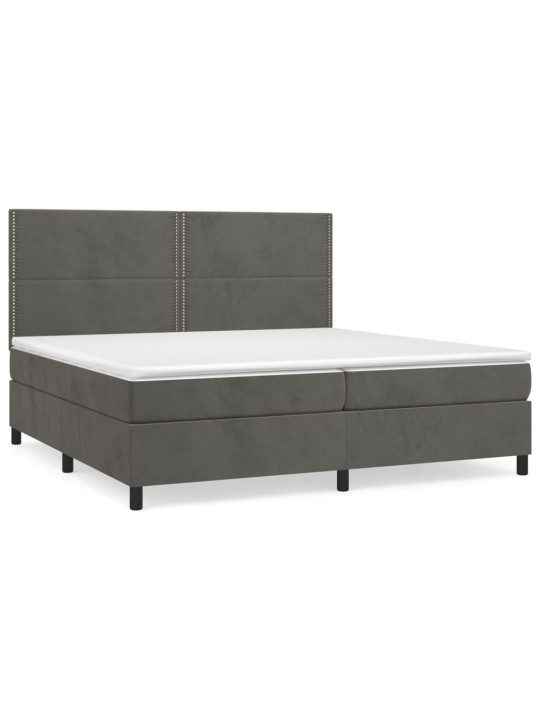 Box spring postel s matrací tmavě šedá 200x200 cm samet