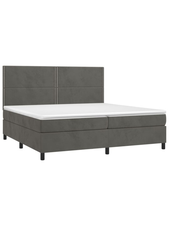 Box spring postel s matrací tmavě šedá 200x200 cm samet