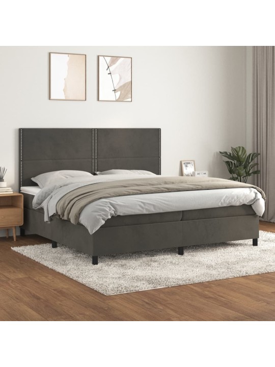 Box spring postel s matrací tmavě šedá 200x200 cm samet