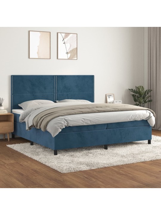 Box spring postel s matrací tmavě modrá 200x200 cm samet