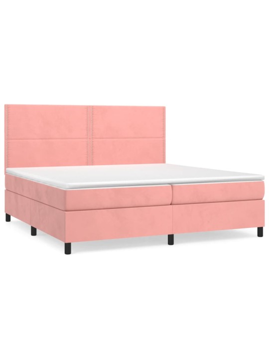 Box spring postel s matrací růžová 200x200 cm samet