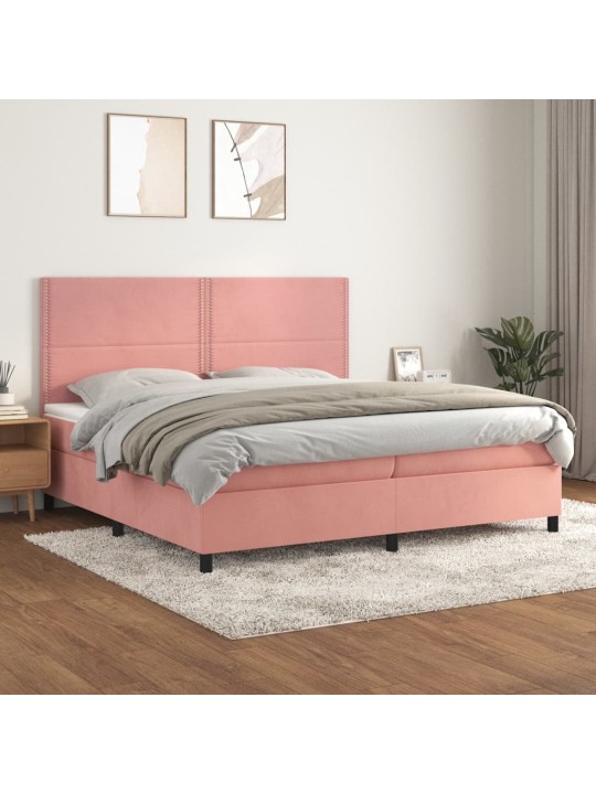 Box spring postel s matrací růžová 200x200 cm samet