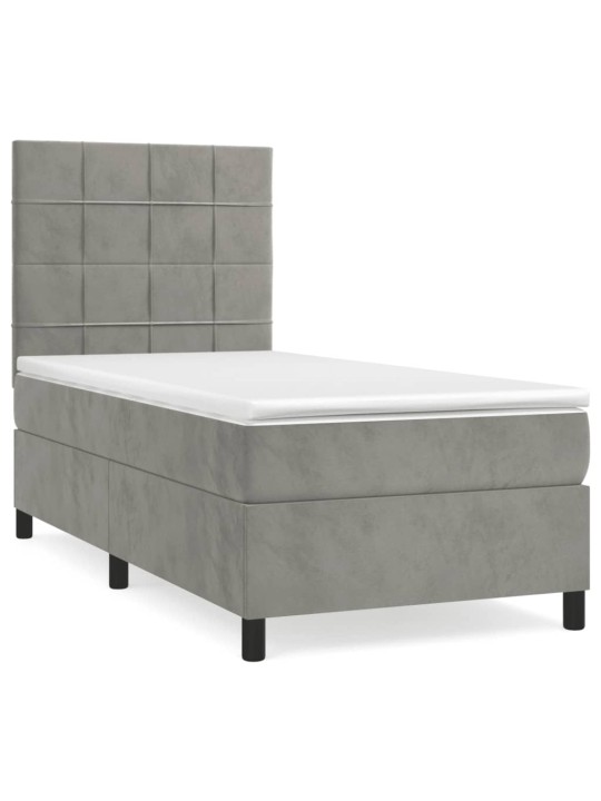 Box spring postel s matrací světle šedá 90x200 cm samet