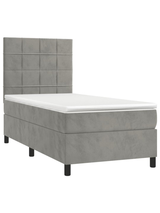 Box spring postel s matrací světle šedá 90x200 cm samet