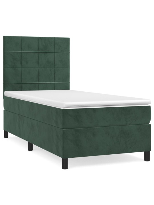 Box spring postel s matrací tmavě zelená 90x200 cm samet
