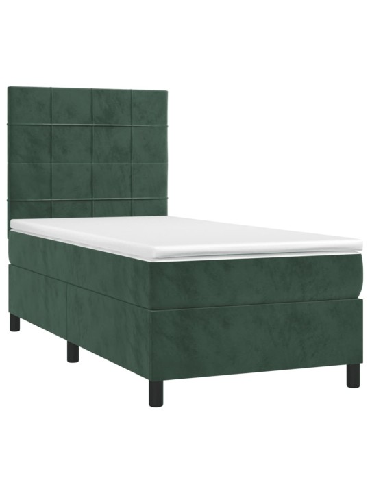 Box spring postel s matrací tmavě zelená 90x200 cm samet