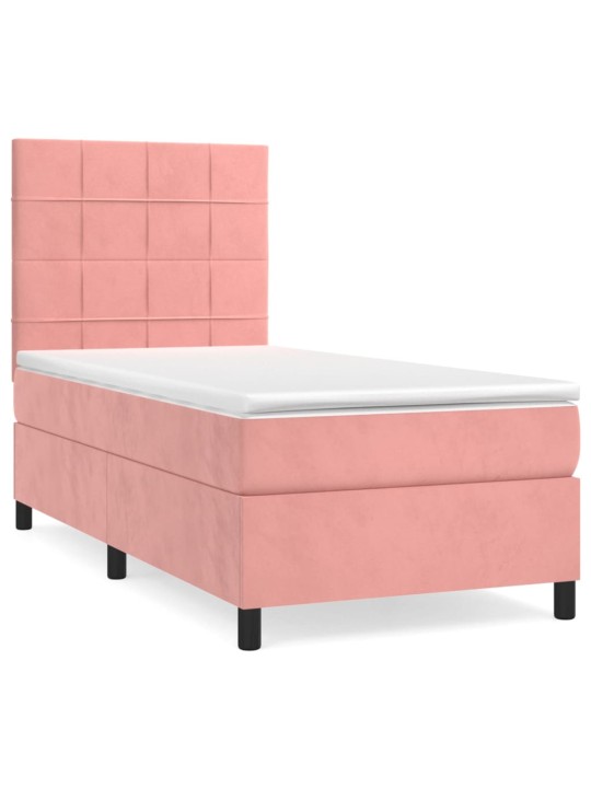 Box spring postel s matrací růžová 100x200 cm samet