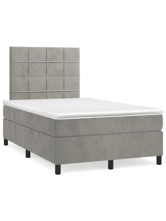 Box spring postel s matrací světle šedá 120 x 200 cm samet