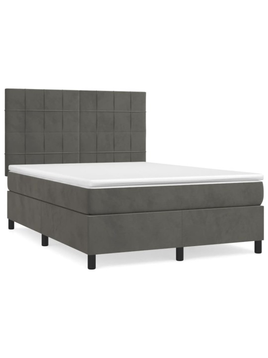 Box spring postel s matrací tmavě šedý 140 x 190 cm samet