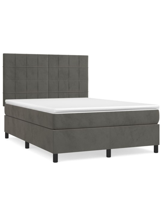 Box spring postel s matrací tmavě šedá 140x200 cm samet