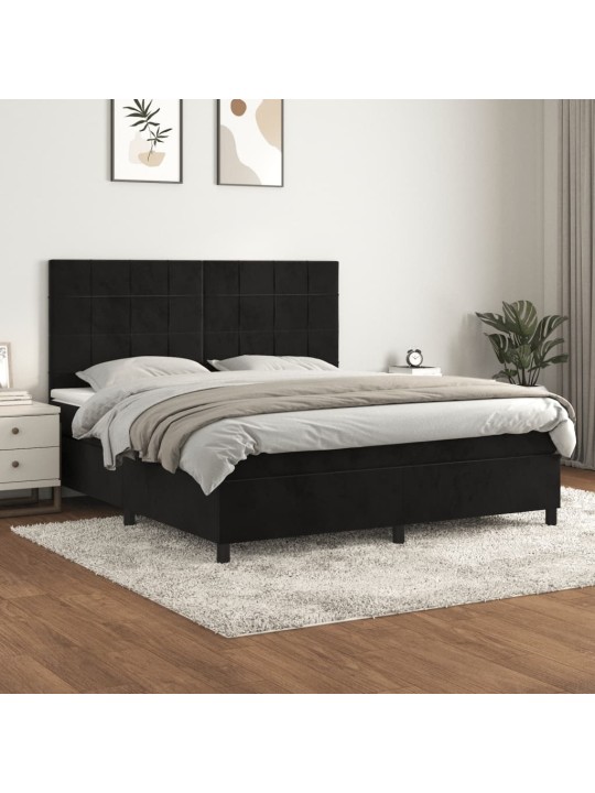 Box spring postel s matrací černá 160x200 cm samet