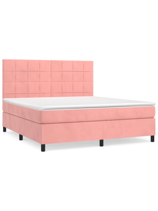 Box spring postel s matrací růžová 160x200 cm samet