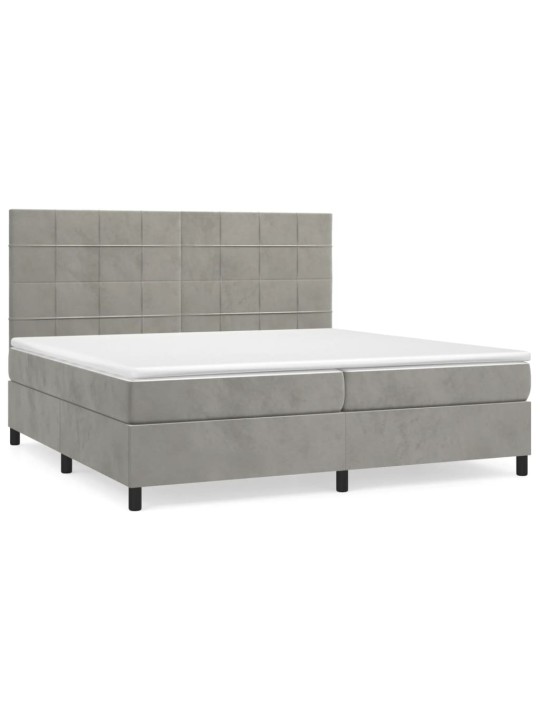 Box spring postel s matrací světle šedá 200x200 cm samet