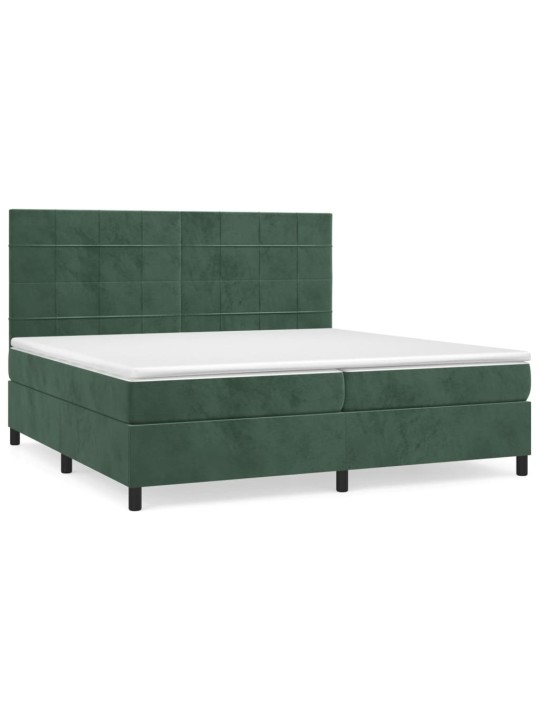 Box spring postel s matrací tmavě zelená 200x200 cm samet